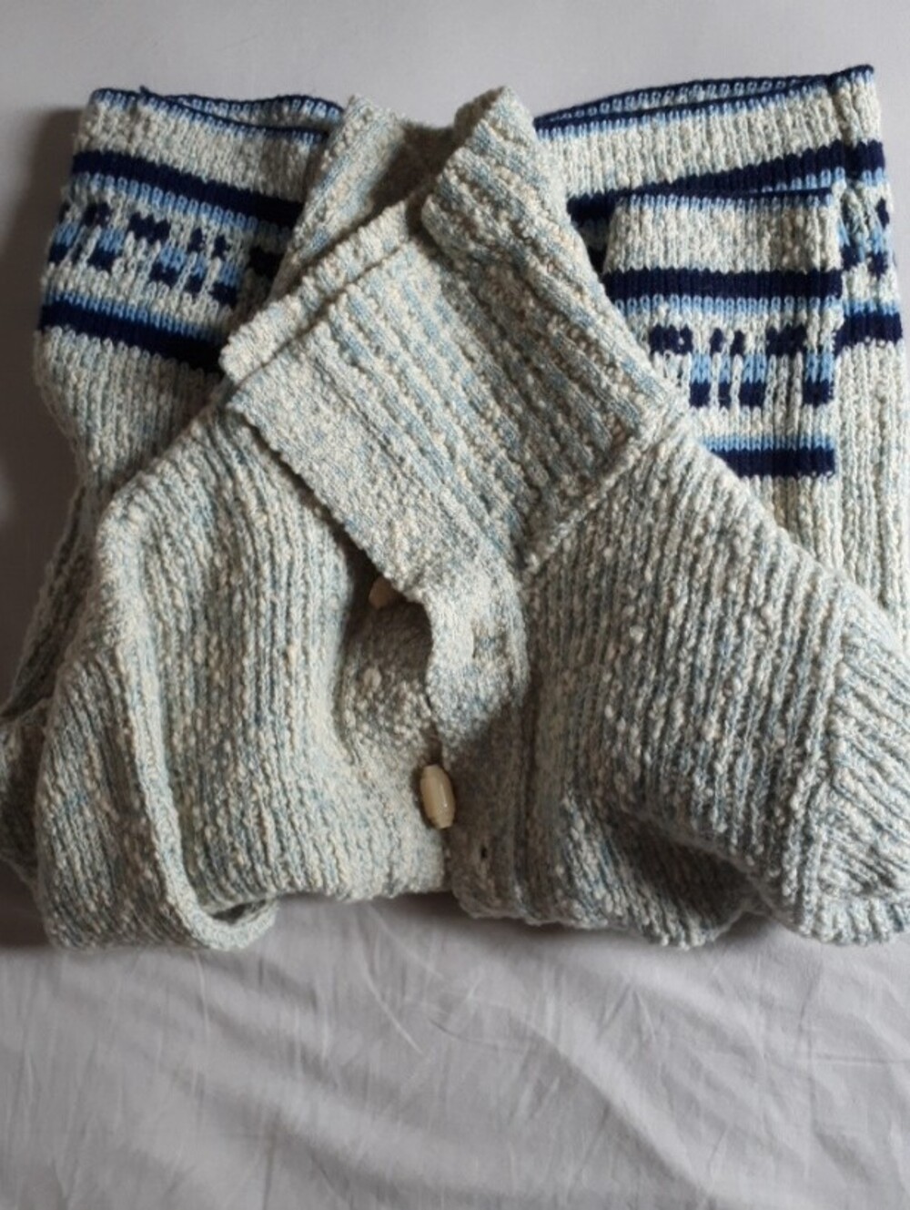 Vintage Unisex Virgin Wool Knit Cardigan